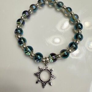 Blue and Silver Beaded Bracelet with Star Charm